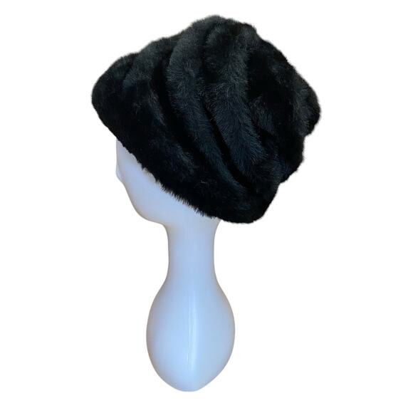 1960s Black Faux Fur Bucket Hat | Vintage Mod Winter Hat | MCM Style main image 5